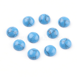 Cabujones azul turquesa sintético, semicírculo, 6x3mm
