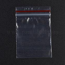 Sacchetti con chiusura a zip in plastica, sacchetti per imballaggio risigillabili, guarnizione superiore, sacchetto autosigillante, rettangolo, rosso, 6x4cm, spessore unilaterale: 1.3 mil (0.035 mm)