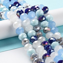 Chapelets de perles en verre, facette, rondelle, bleu clair, 10x8mm, Trou: 1mm, Environ 63~65 pcs/chapelet, 19.2~20 pouce (48~50 cm)