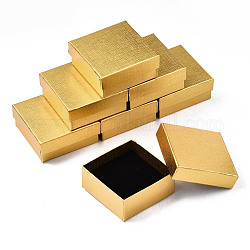 Картонные коробки ювелирных изделий, Для кольца, серьга, ожерелье, с губкой внутри, квадратный, золотые, 7.4x7.4x3.2 см