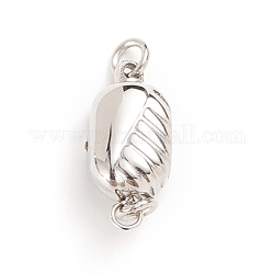 304 Stainless Steel Box Clasps, Oval, Stainless Steel Color, 15.5x7.5x6mm, Hole: 2.3mm