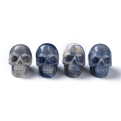 Decoraciones de exhibición del hogar de aventurina azul natural, para halloween, cráneo, 38x32x51mm