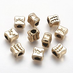 Perline in lega, cuboide, oro chiaro, 10x9.5x6mm, Foro: 4 mm