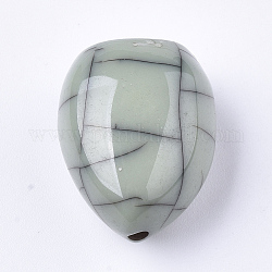 Perline di resina, imitazione turchese, lacrima, verde mare scuro, 22x18x13mm, Foro: 1.8 mm