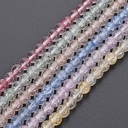 Chapelets de perles en verre craquelé, teints et chauffée, ronde, couleur mixte, 4mm, Trou: 0.8mm, Environ 98~100 pcs/chapelet, 15.35 pouce (39 cm)