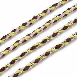 Cordones trenzados de poliéster tricolor, con hilo dorado metalizado, para hacer joyas trenzadas, amarillo, 2mm, aproximadamente 100 yarda / paquete (91.44 m / paquete)