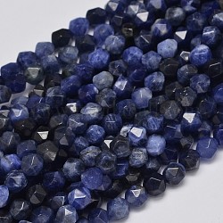 Fili di perle di sodalite naturale sfaccettata, perline rotonde con taglio a stella, 6x5mm, Foro: 1 mm, circa 67pcs/filo, 15.7 pollice