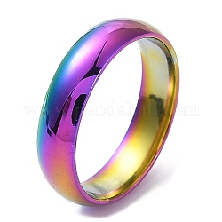 Placcatura ionica (ip) 304 anello a fascia piatta in acciaio inossidabile, colore arcobaleno, formato 7, diametro interno: 17mm, 5mm