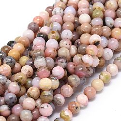 Chapelets de perles en opale rose naturelle, ronde, 8~8.5mm, Trou: 1mm, Environ 46~49 pcs/chapelet, 15.55 pouce (39.5 cm)