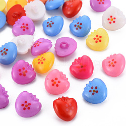 1-Hole Plastic Buttons, Apple, Mixed Color, 16x16x9mm, Hole: 2.5mm