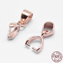 925 Sterling Silver Pendant Bails, Ice Pick & Pinch Bails, Rose Gold, 9.5x5.5x3mm, Hole: 3x4mm, Pin: 0.8mm