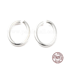 925 anello di salto aperto in argento sterling, ovale, argento, 18 gauge, 7.5x6x1mm, diametro interno: 4.5x5.5mm, circa 71pcs/10g