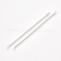 Connettori per maglie di catena in ottone, Vero platino placcato, 73~74x1x1mm, Foro: 1.6 mm
