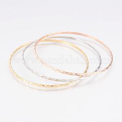 304l de bracelets bouddhistes en acier inoxydable, ondulation, couleur mixte, 2-5/8 pouce (6.8 cm), 2.5mm