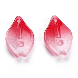 Transparent Glass Pendants, Petaline, Red, 18.5x12x4mm, Hole: 1.2mm