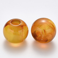 Perline acriliche a foro largo, stile gemstone imitato, rondelle, sabbia marrone, 36x31mm, Foro: 13 mm, circa 20pcs/500g