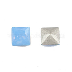 K9 Glass Rhinestone Cabochons, Pointed Back & Back Plated, Faceted, Square, Sapphire, 8x8x4.5mm