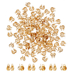 Unicraftale 100 pièces embouts de perles dorées embouts de calotte en acier inoxydable couvercles de noeuds à clapet ouverts embouts de perles repliables 1 mm embouts de petit trou pour noeuds et sertissage accessoires artisanat 6x4x3 mm