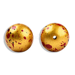 Spruzzare perle di resina dipinte, tondo, oro, 20x19mm, Foro: 2~2.4 mm
