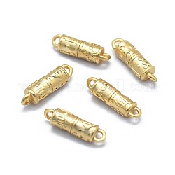 Conectores de enlaces de latón, Plateado de larga duración, columna, dorado, 15x4mm, agujero: 1.2 mm