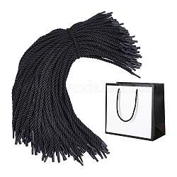 3-lagige Polyesterschnüre, verdrehtes Seil, mit schwarzem Kunststoff-Schnurende, für DIY Geschenk Bagd Seil Griff machen, Schwarz, 365x4.5 mm