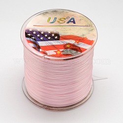 Flat Elastic Crystal String, Elastic Beading Thread, for Stretch Bracelet Making, Pink, 0.6mm, 300m/roll