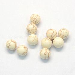 Perlas sintéticas de magnesita, redondo, orificio ho, peachpuff, 4~4.5mm