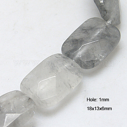 Natural Cloudy Quartz Beads Strands, Faceted, Rectangle, 18x13x6mm, Hole: 1mm, about 22pcs/strand, 15.5inch