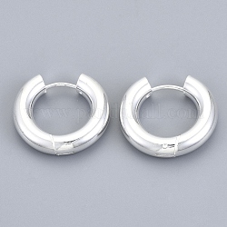 Laiton Huggie boucles d'oreilles, anneau, sans nickel, couleur argentée, 28x5mm, pin: 1 mm