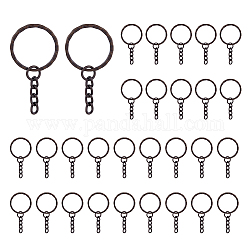 Dicosmetic 100 Stück Schlüsselanhänger-Verschlusszubehör, 25 mm, flacher runder Schlüsselanhänger, roter Kupfer-Schlüsselanhänger und Ketten, antiker, geteilter Schlüsselanhänger, Metall-Schlüsselanhänger für Harz, Kunsthandwerk, Zuhause, Autoschlüssel, Organisation