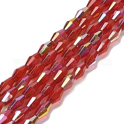 Baking Painted Glass Beads Strands, Imitation Opalite, Faceted, AB Color, Bicone, FireBrick, 4x8mm, Hole: 0.9mm, about 67pcs/strand, 22.44''(57cm)