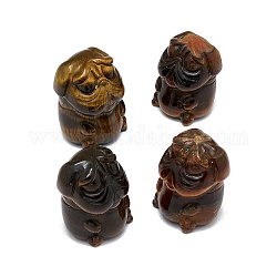 Natural Tiger Eye Sculpture Display Decorations, for Home Office Desk, Dog, 20.5~22x20~23x27~30mm
