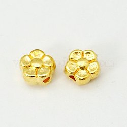 Perline in lega stile tibetano, piombo & cadimo libero, colore oro, fiore, 5x5x3mm, Foro: 1 mm