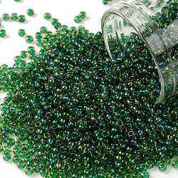 Toho perline rotonde, perline giapponesi, (242) interno colore giunchiglia / smeraldo foderato, 11/0, 2.2mm, Foro: 0.8 mm, circa 5555pcs/50g