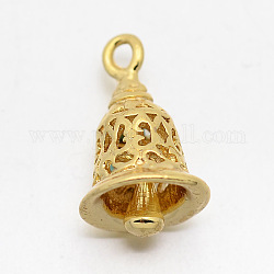 Colgantes de campana de latón, dorado, 16x9mm, agujero: 1 mm
