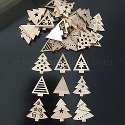 Decorazioni pendenti in legno grezzo, per addobbi natalizi, albero, Burlywood, 30mm, 50pcs/scatola