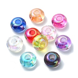 Transparentem Acryl europäischen Perlen, Großloch perlen, Mischfarbe, 14x8 mm, Bohrung: 5 mm
