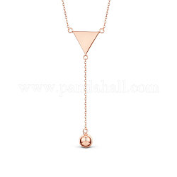 Shegrace 925 collares con colgante de plata esterlina, triángulo, oro rosa, 15 pulgada (38 cm)