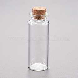 Perle de verre conteneurs, avec bouchon en liège, souhaitant bouteille, clair, 2.15x5.95 cm, capacité: 12 ml (0.4 oz liq.)