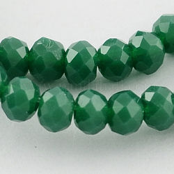 Imitation Jade Glass Beads Strands, Faceted, Rondelle, Sea Green, 3x2mm, Hole: 0.5mm, about 193~195pcs/strand, 16.7inch
