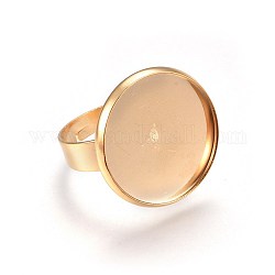 Verstellbare 201 Fingerring-Komponenten aus Edelstahl, Pad-Ring Basis Zubehör, Flachrund, golden, Größe 8, 17~18 mm, Fach: 18 mm