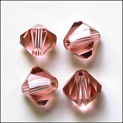 Imitation österreichischen Kristallperlen, Klasse aaa, facettiert, Doppelkegel, Flamingo, 10x9~10 mm, Bohrung: 0.9~1.6 mm