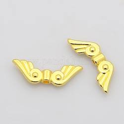 Tibetischer stil legierung perlen, Bleifrei und Cadmiumfrei und Nickel frei, Goldene Farbe, Flügel, 21x7.5 mm, Bohrung: 1 mm