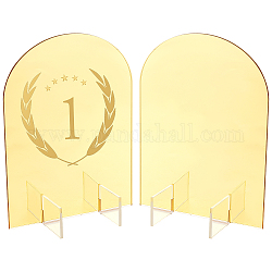 Leeres Tischschild aus Acryl, bogenförmig, golden, 130x79.8x179 mm, 3 Stück / Set
