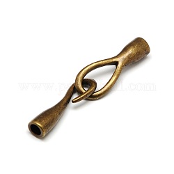 Zinc Alloy Hook and S-Hook Clasps, Nickel Free, Antique Bronze, S-Hook:25x8mm, Eye Clasps: 25x9.5mm, Hole: 3mm