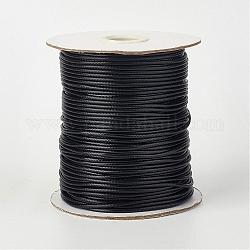 Экологически чистый корейский вощеный шнур из полиэстера, чёрные, 1.5 мм, около 169.51~174.98 ярда (155~160 м) / рулон