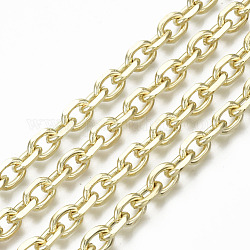 Cadenas de cable de hierro sin soldar, cadenas de corte de diamante, con carrete, real 16k chapado en oro, real 16k chapado en oro, 8.8x6.2x1.7mm, aproximadamente 32.8 pie (10 m) / rollo