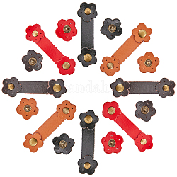 Wadorn 8pcs 4 couleurs boucles en cuir, avec les accessoires en alliage de zinc, fleur, couleur mixte, 8x2.4x0.78 cm, 2 pcs / couleur