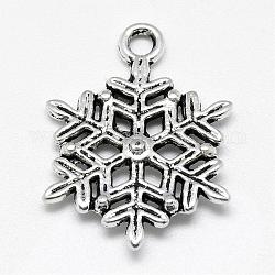 Tibetan Style Alloy Pendants, Snowflake, Cadmium Free & Lead Free, Antique Silver, 22.5x16.5x3mm, Hole: 2mm, about 730pcs/1000g
