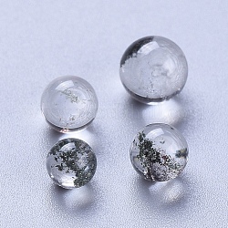 Quarzo lodolite verde naturale / perle di quarzo da giardino, tondo, sfera di pietre preziose, perline non forate / Senza Buco, tondo, 4~6mm